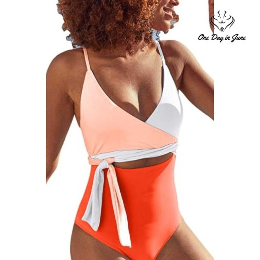Meyeeka Deep V Wrap One Piece Swimsuit Size 2XL